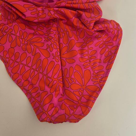 Trina Turk Trellis Twist One Piece Swimsuit Pink Orange Halter Tie Women 6 - Picture 8 of 11
